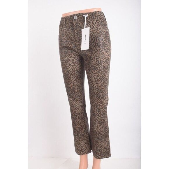 Frame Womens Le Crop Mini Boot Jeans Sz 28 Brown Black Leopard Print NWT - Picture 3 of 7